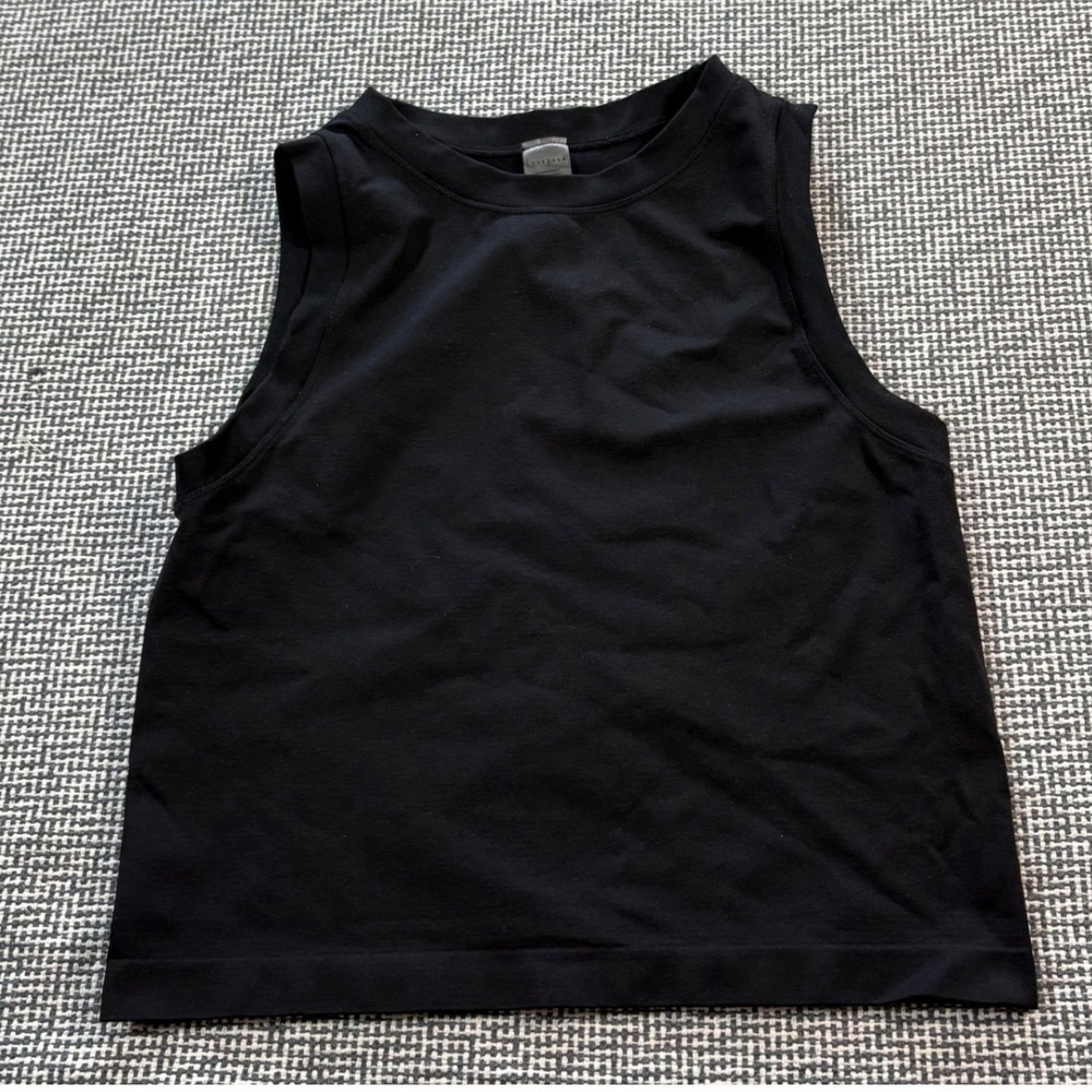 Love Poem Womens Black High Neck Sleeveless Crop Tank Top Size M/L